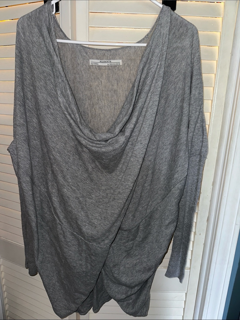 All Saints Heather Gray Draped Cowl Tunic